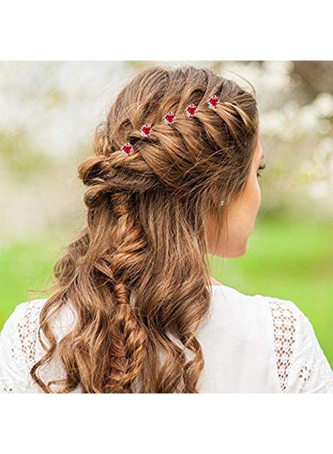 WOIWO 20 PCS Crystal Hair Pins Rose U-sharped Design Metal Hair Pins Fit for Women and Girls Hair Jewelry Accessories, Red - Image 4
