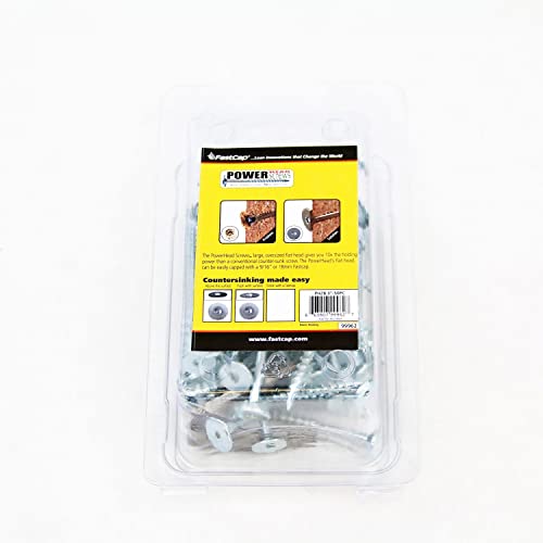 FastCap PowerHead Wood Screws with Flat Head - Self-Tapping Point - 3" Length, #2 Square Drive, Zinc Finish, 50-Pack - 99962 - Image 1