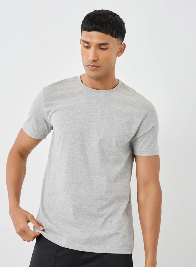 Styli Styli Pack of 10 - Cotton Rich Regular Crew Neck T-Shirt