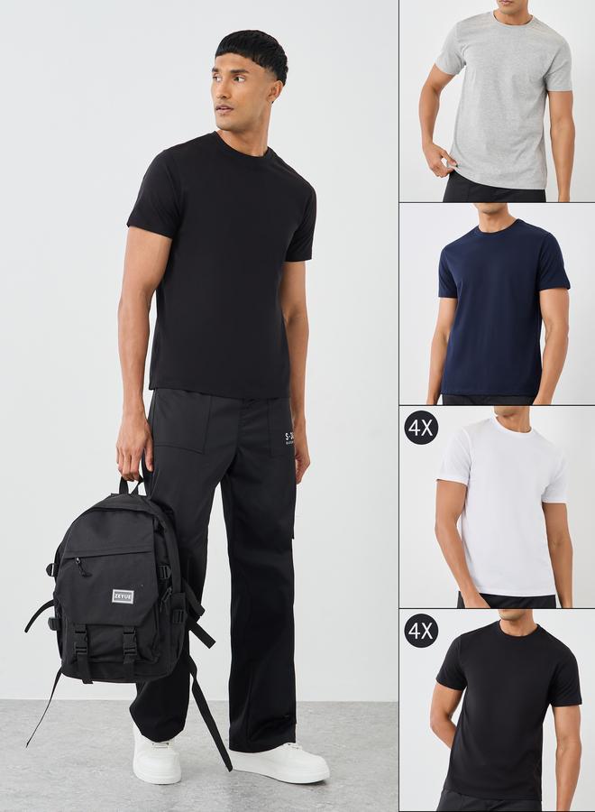 Styli Pack of 10 - Cotton Rich Regular Crew Neck T-Shirt - Image 1