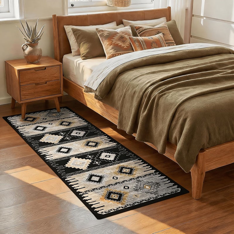 Beige Gray Tribal Runner Rug 23.6x70.8 Inch Low Pile Washable Entryway Hallway Kitchen Bedroom Balcony Laundry Room - Image 4