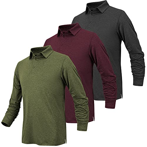 BALENNZ Polo Shirts for Men Long Sleeve Men's Polo Shirts Moisture Wicking Polo Tshirts Shirts for Men Quick Dry Mens Golf Polo Shirt 3AL - Image 1