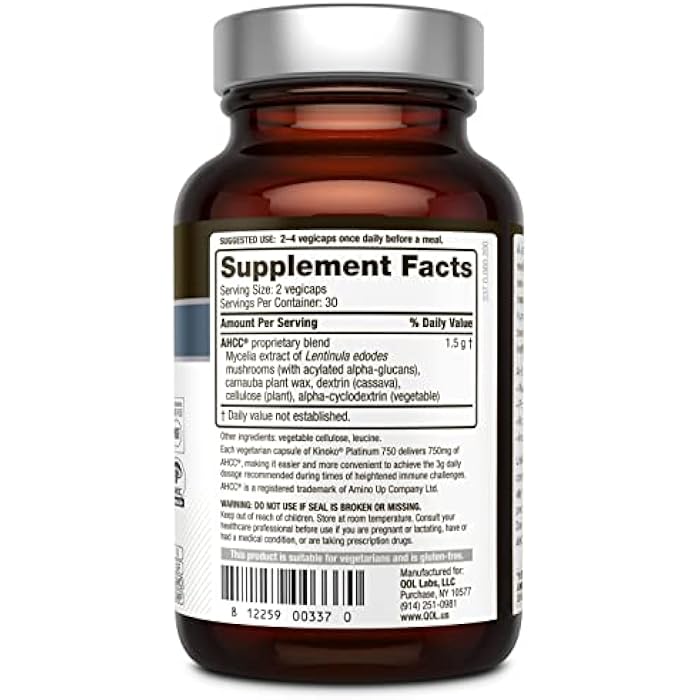 Quality of Life Kinoko Platinum AHCC Immune Support and Resveratrol Sustained Release - Image 3