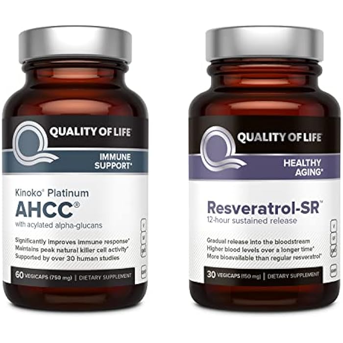 Quality of Life Kinoko Platinum AHCC Immune Support and Resveratrol Sustained Release - Image 1