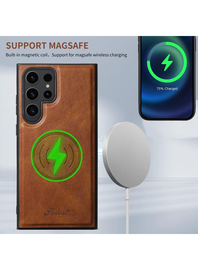 Suteni Case For Samsung Galaxy S24 5G H17 Oil Eax Leather MagSafe Detachable Wallet Phone Case - Image 2
