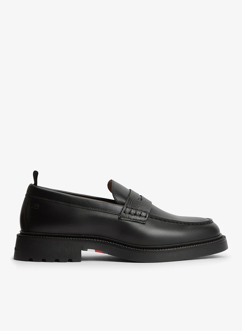 Tommy Hilfiger Leather Textured Penny Loafers