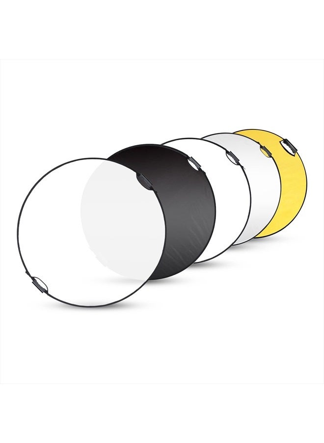 Selens Portable 5-in-1 24 Inch (60cm) Handle Round Reflector Collapsible Multi Disc with Carrying Case for Photography Photo Studio Lighting & Outdoor Lighting, Photography Multi-Disc Photo Reflector - Image 1