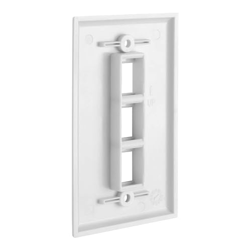 Cmple - 3 Port Keystone Wall Plate Single-Gang Wall Plate with Standard Size Keystone Jack Insert - White - Image 2