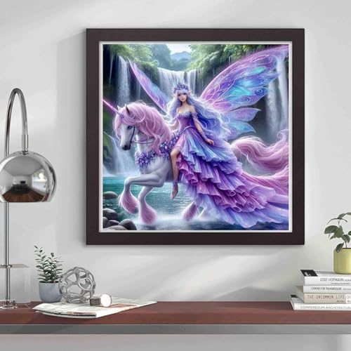 croshom Diamond Art Kits for Adults, Unicorn Fairy Diamond Art Painting Kits for Adults Beginners, 5D DIY Full Drills Gem Craft for Adult Gifts, Home Wall Decor 13.8" x 13.8" - Image 2