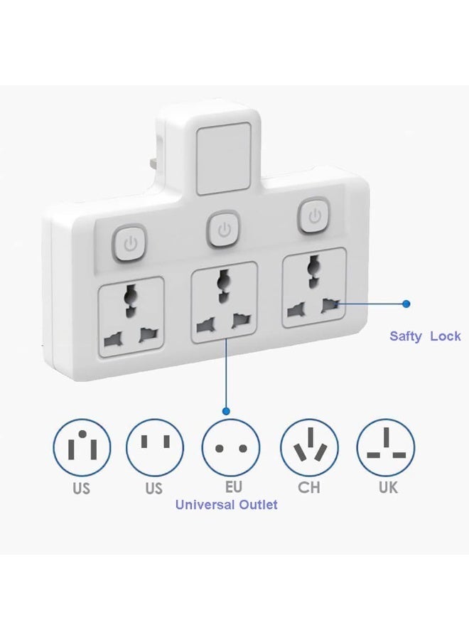 3-Way Power Adapter Multi Plug Extension Extender Wall Charger Socket 3 Way Multiple Electrical Outlet Adaptor for Home & Office - Image 2