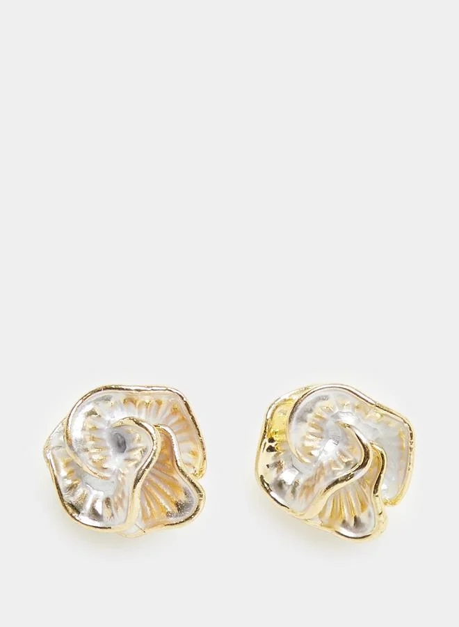 ستايلي Styli Gold-Tone Floral Stud Earrings