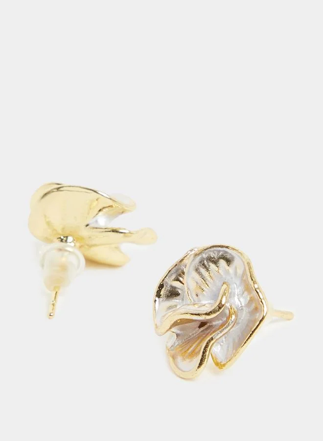 ستايلي Styli Gold-Tone Floral Stud Earrings