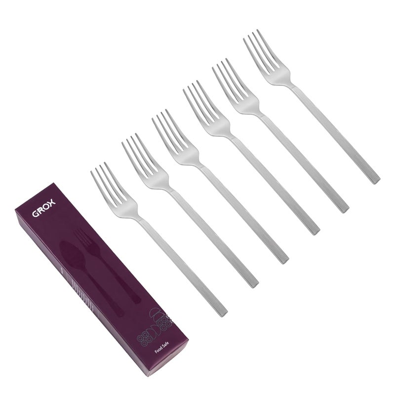 GROX GROX Stainless Steel Premium Sleek Regular Fork Silver Set of 6 19 cm - Image 1