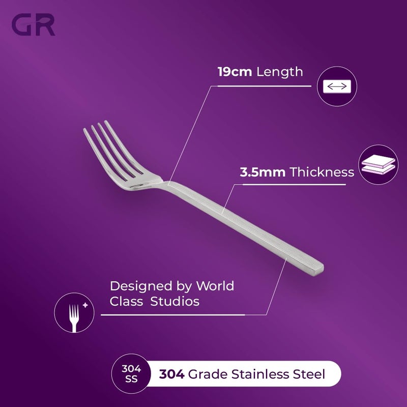 GROX GROX Stainless Steel Premium Sleek Regular Fork Silver Set of 6 19 cm - Image 4
