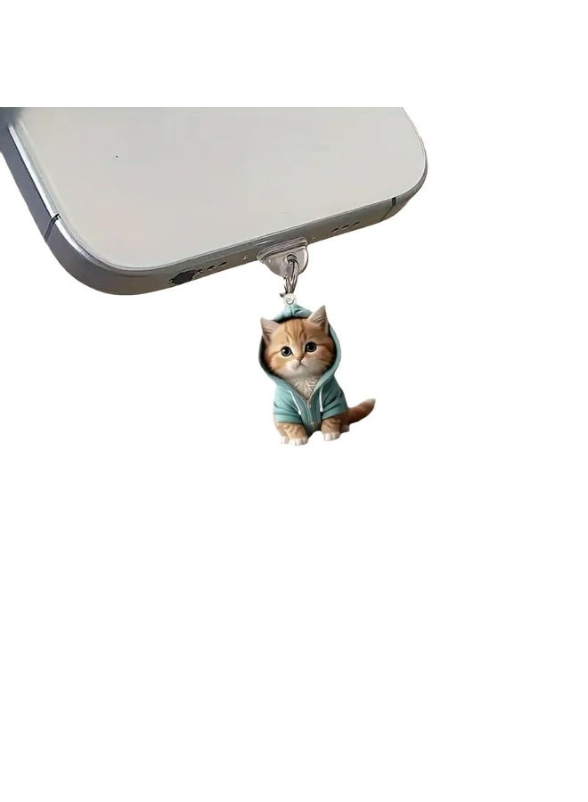 2PCS Couple 2D Acrylic Dust Plug for Mobile Phone Interface, cat is Suitable for Mobile Phone Cute explos, Apple - Image 5