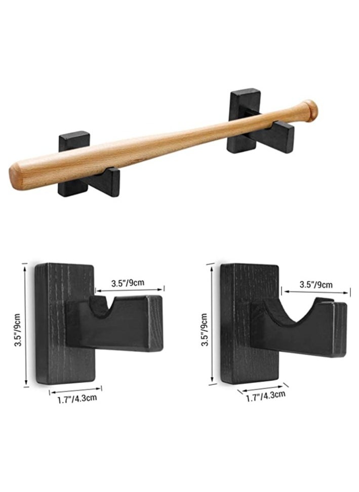 Excefore Baseball Bat Display Stand 2PCS Baseball Bat Display Case Sturdy Baseball Bat Stand Baseball Bat Display Holder Baseball Bat Horizontal Rack Baseball Bat Bracket Holder (Solid Wood Wood Grain)  - Image 3