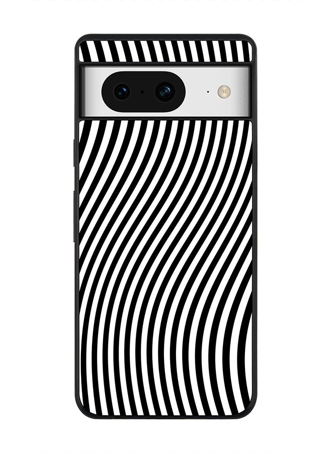 Stylizedd Rugged Black Edge case for Google Pixel 8, Custom Slim fit Flexible Anti Drop Thin Phone Case Cover - Zebra Lines - Image 1