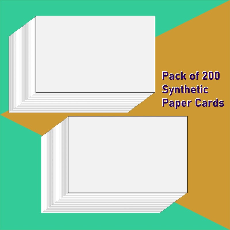 Imprint Synthetic Paper Cards, 175 Micron Thickness Opaque Non Tearable, Printable, Writable with Oil Based Markers. Pack of 200 Cards. - Image 2