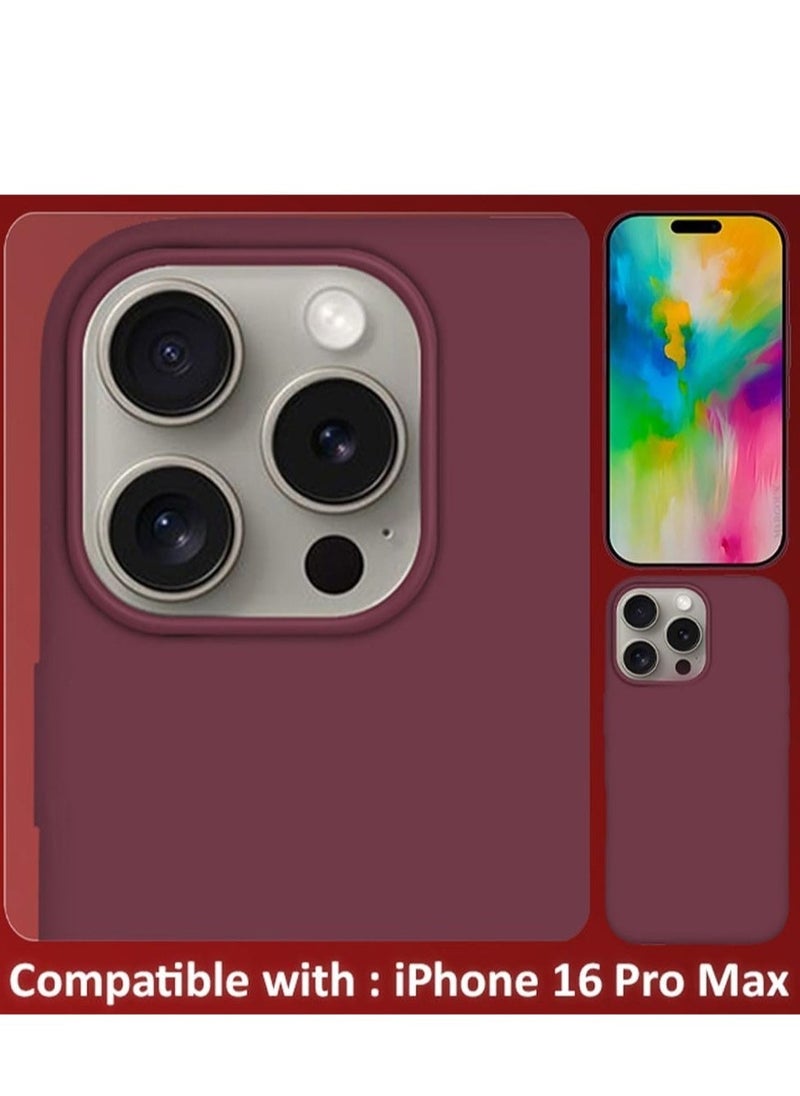 "Liquid Silicone Case for iPhone 16 Pro Max – Ultra Slim Design, Soft Anti-Scratch Microfiber Lining & Drop Protection"