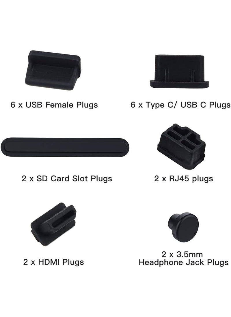 iKammo 20 Pcs USB Port Cover 6 Types Silicone Laptop Ports Cover Dust Plugs Caps for Type CUSB C USB Female Plug HDMI RJ45 SD Card Headphone Ports USB TypeC Dust Stopper  - Image 2