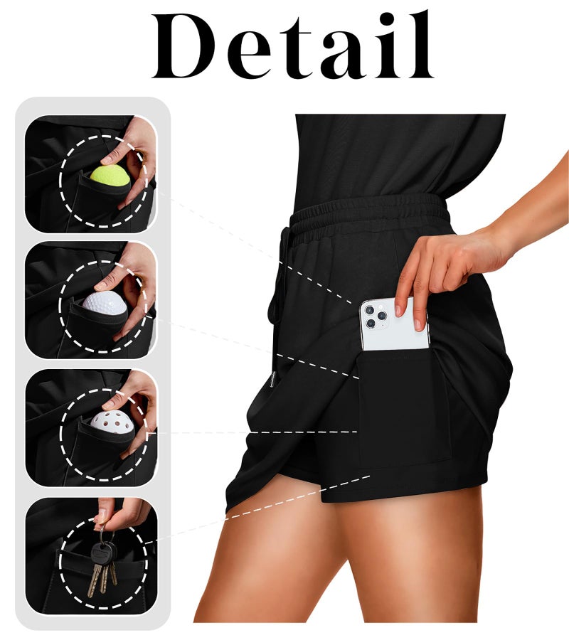 NIASHOT Lounge Sets for Women Casual Summer Short Sets for Women 2026 Comfy Fashion Clothing Cute School Outfits for Teachers Spring Two Piece Tennis Skirts Skorts Loungewear Black XL - Image 4