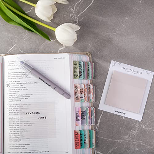 DiverseBee 50 Sheets Pastel Transparent Sticky Notes, 3x3” Clear Sticky Tabs, Translucent Page Flags Book Markers Stickers, Planner Accessories, Bible Journaling Study Office School Supplies (Pearl) - Image 3