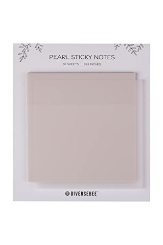 DiverseBee 50 Sheets Pastel Transparent Sticky Notes, 3x3” Clear Sticky Tabs, Translucent Page Flags Book Markers Stickers, Planner Accessories, Bible Journaling Study Office School Supplies (Pearl) - Image 1