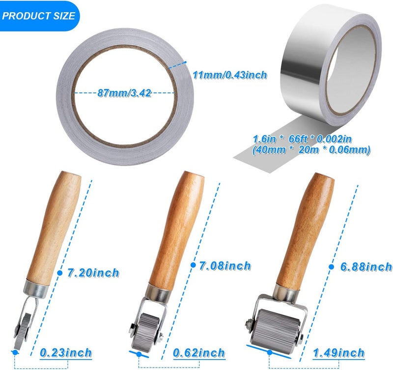 FCHO Car Sound Deadening Roller Tool Set with Aluminum Foil Tape - 3 Pcs Seam Roller and 66 Feet Tape - Image 2
