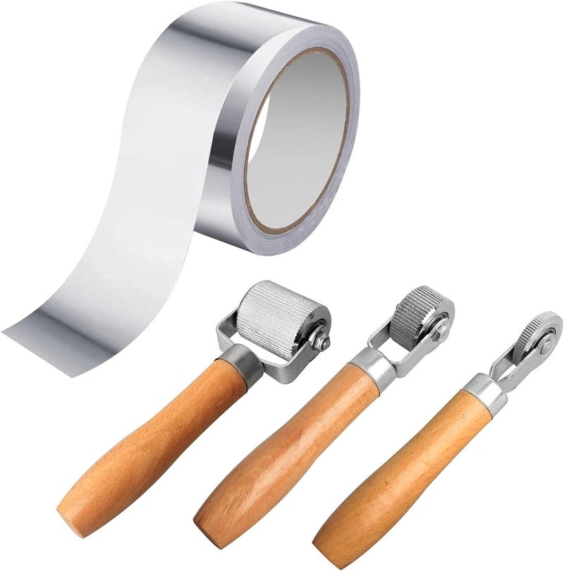 FCHO Car Sound Deadening Roller Tool Set with Aluminum Foil Tape - 3 Pcs Seam Roller and 66 Feet Tape - Image 1