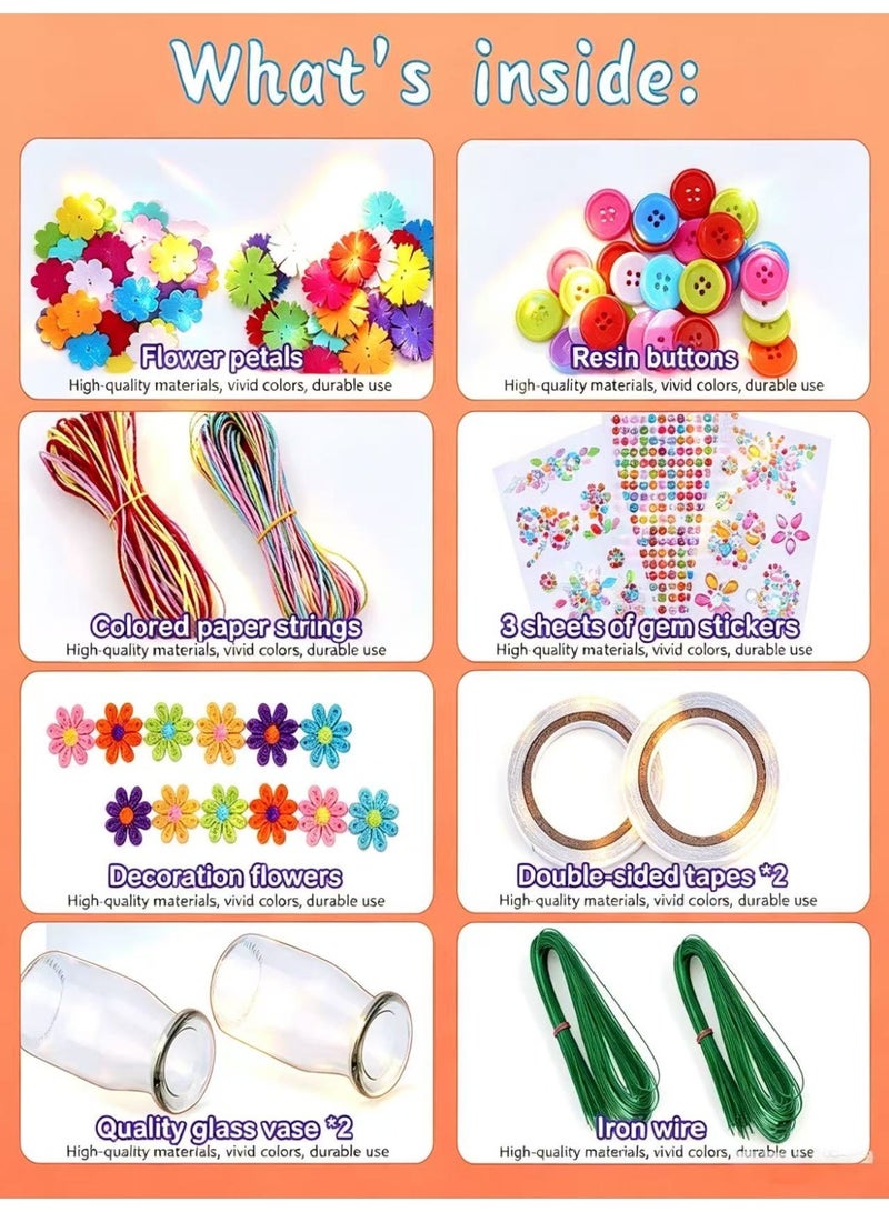 Prime Choice Non-Woven Fabric Button Flower Kit DIY Craft Kit for Kids Handmade Art Project Children Educational Toys New Year Christmas Birthday Gift - Image 2