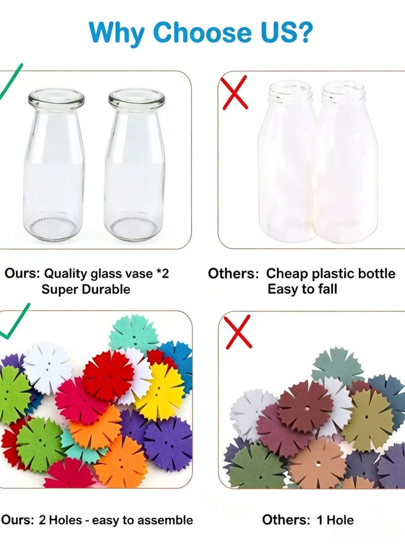 Prime Choice Non-Woven Fabric Button Flower Kit DIY Craft Kit for Kids Handmade Art Project Children Educational Toys New Year Christmas Birthday Gift - Image 3