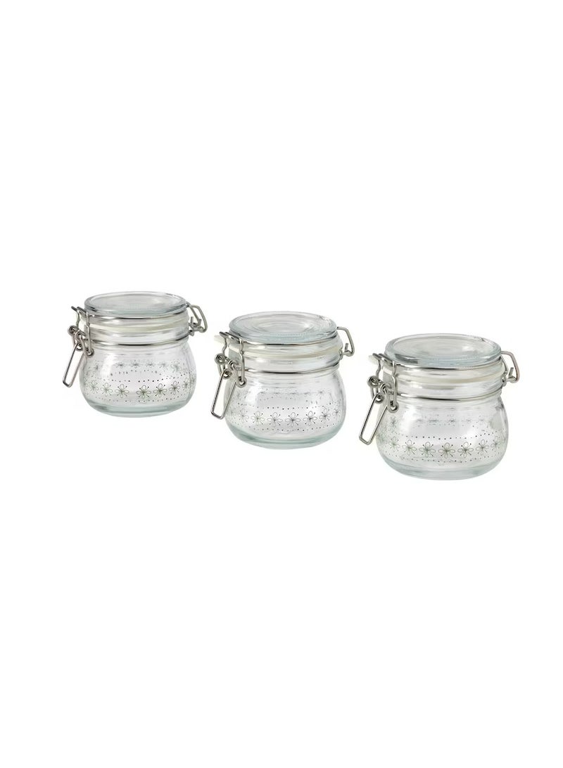 مرطبان بغطاء منقوش / أخضر فاتح 13 سل - Image 1