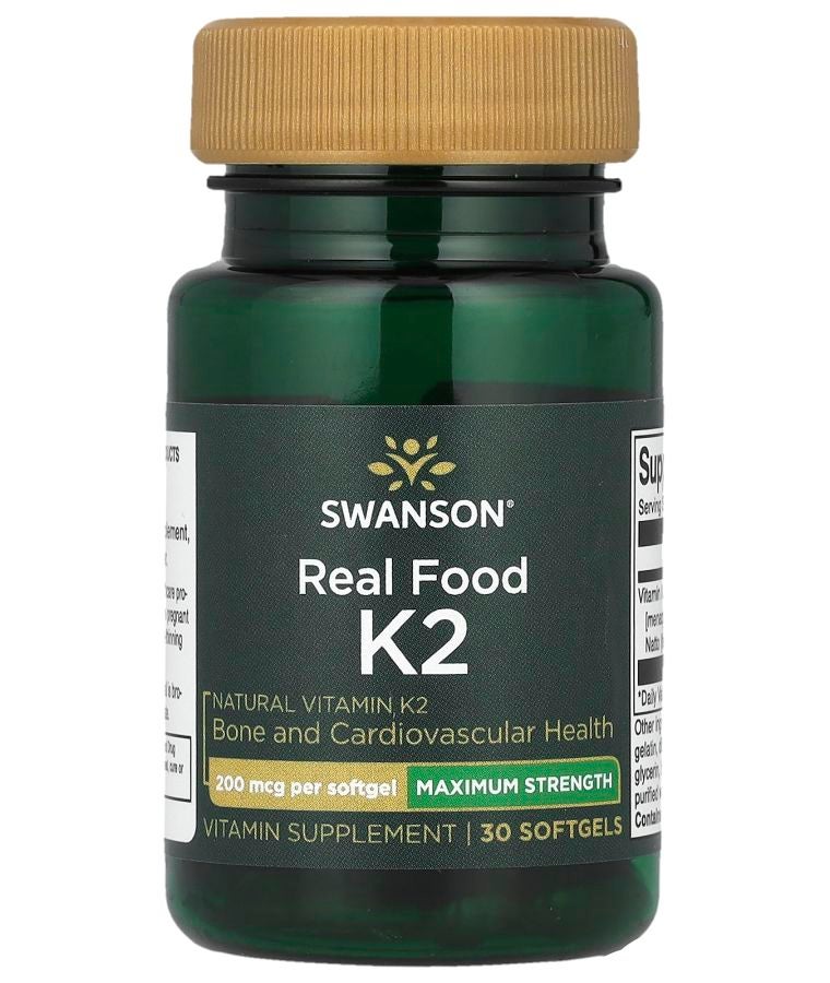 SWANSON Real Food K2 Maximum Strength  200 mcg 30 Softgels