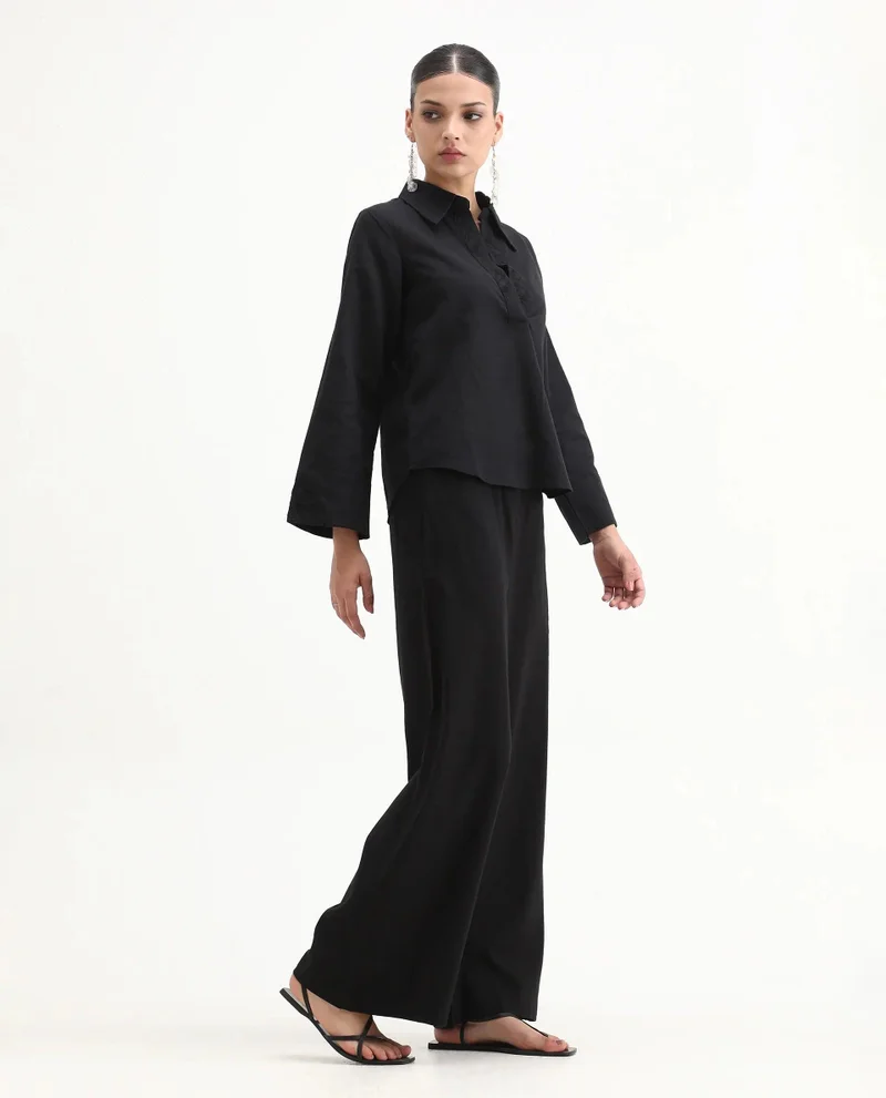 Rareism Women's Straight Fit 100% Linen Trouser