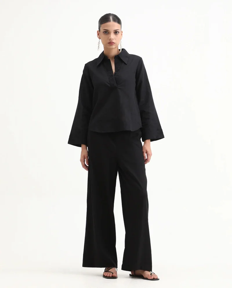 Rareism Women's Straight Fit 100% Linen Trouser