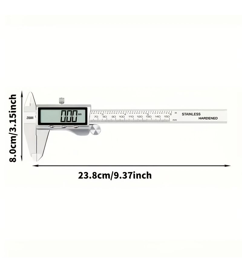 New Slivery Digital Vernier Caliper 0 150mm Measuring Tool With Large Screen Electronic Dial Indicator Automatic Power Off Function Inch To Millimetre Conversion 6 Inches 150mm With Box - Image 2