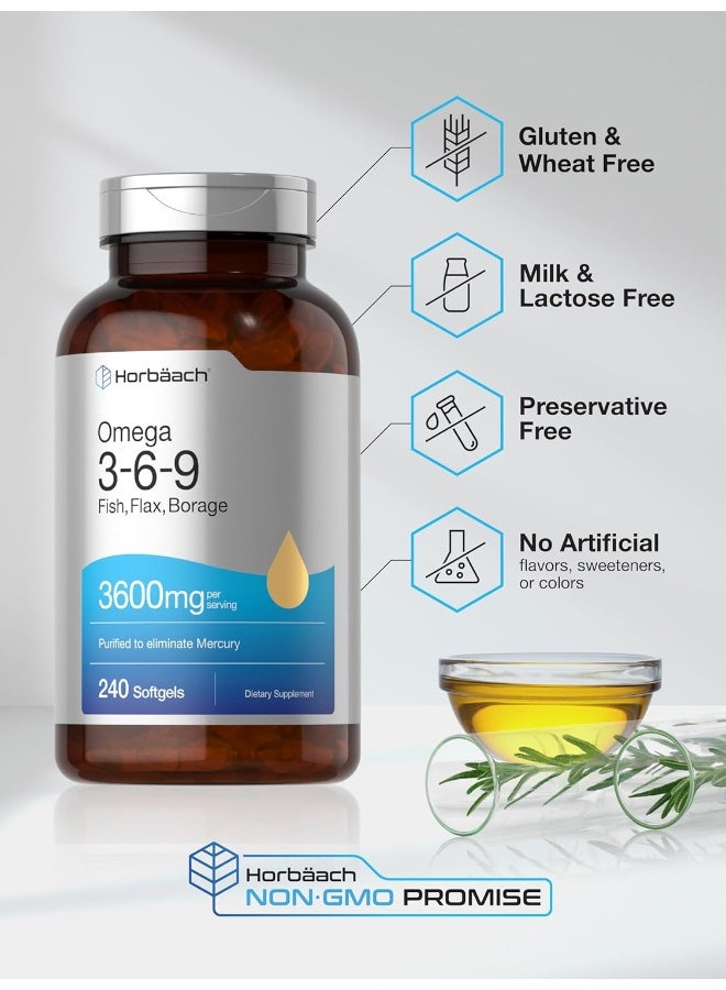 Horbäach Triple Omega 3-6-9 3600 mg 240 Softgels | from Fish, Flaxseed, Borage Oils | Non-GMO & Gluten Free | by Horbaach - Image 5
