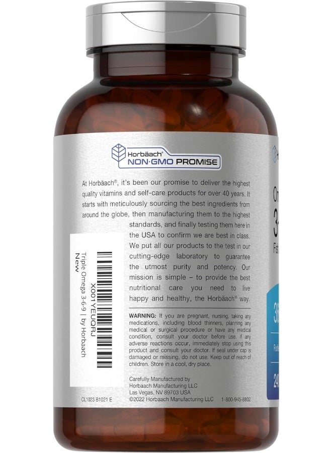 Horbäach Triple Omega 3-6-9 3600 mg 240 Softgels | from Fish, Flaxseed, Borage Oils | Non-GMO & Gluten Free | by Horbaach - Image 3