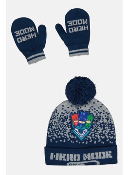 PJ Masks Toddlers Boy 2 Pcs Beanie And Winter Gloves, Navy  - Image 1