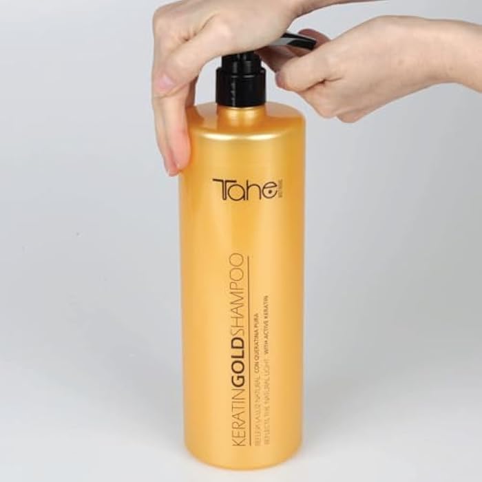 Tahe Keratin Gold Shampoo with Pure Keratin and Liquid Gold for Extra Softness and Volume, 1000ml - Image 4