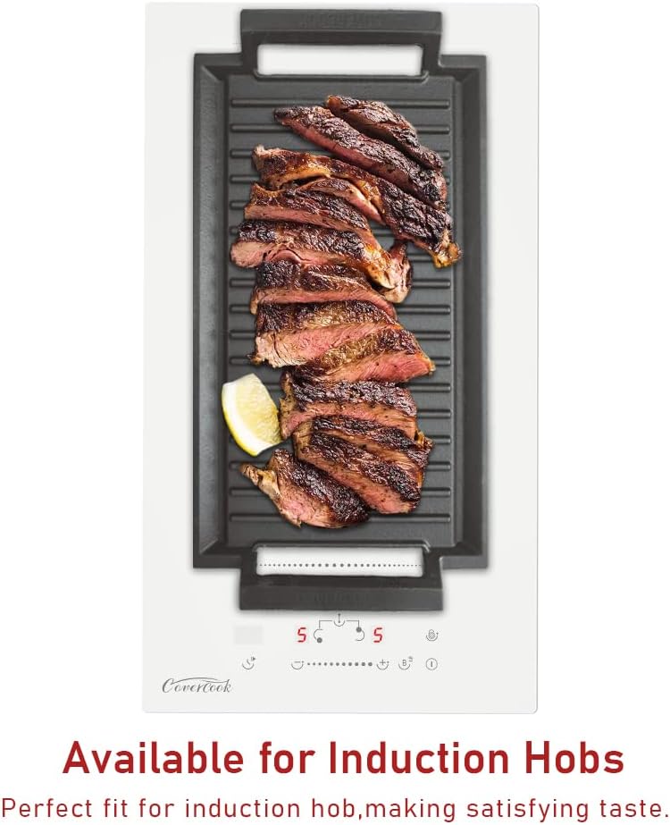 COVERCOOK مقلاة مستطيلة من الحديد الزهر، أبعادها 43 × 23 سم، لونها أسود، بمقبضين، غير لاصقة، صالحة للغسيل في الغسالة الأوتوماتيكية، مناسبة للمواقد الكهربائية والأفران التقليدية ومواقد الغاز. - Image 4