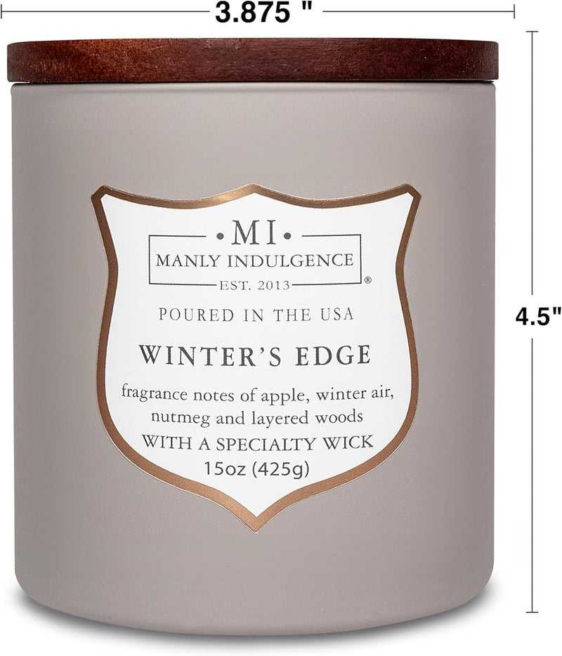 Manly Indulgence Winters Edge Scented Candles for Men, 15 oz Wooden Wick, Premium Soy Blend Wax, 60H Burn, Candles for Home Scented - Made in The USA - Image 4