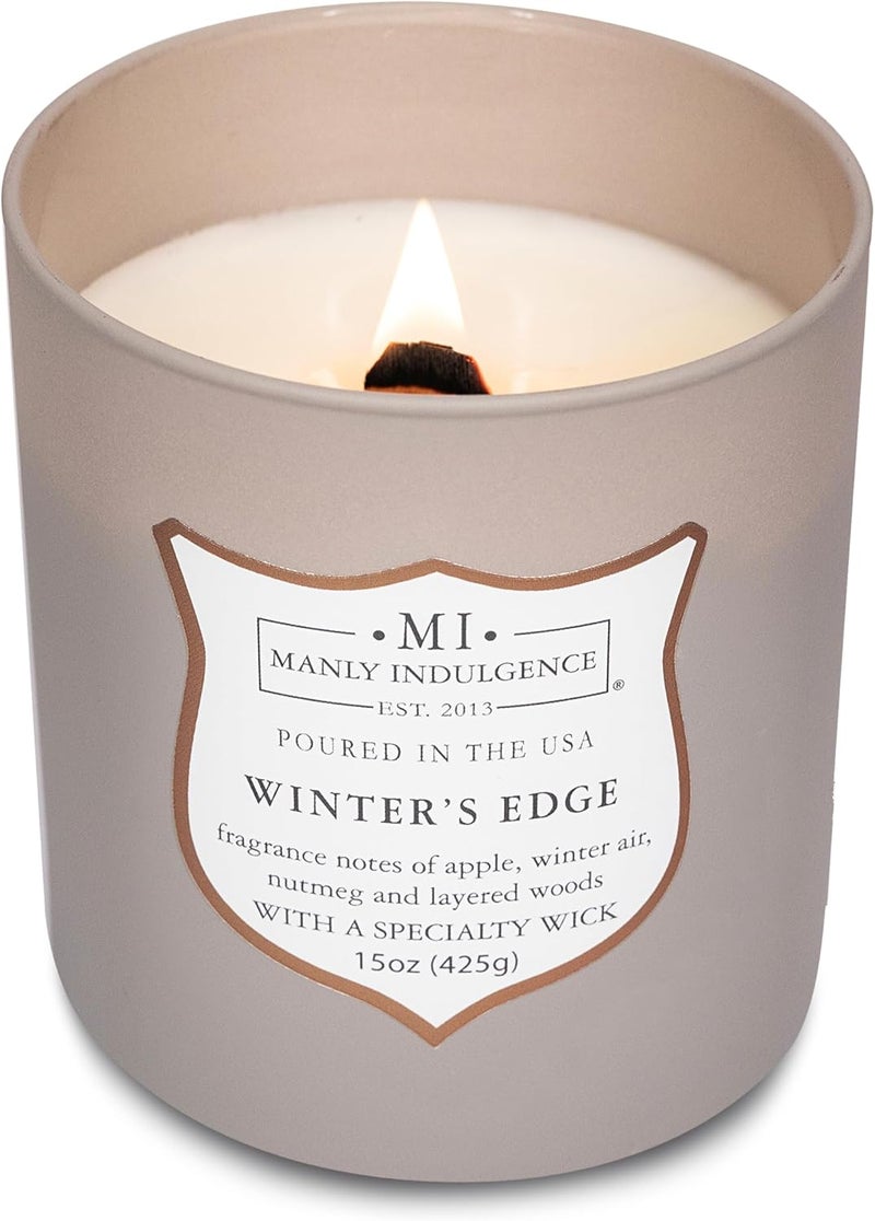 Manly Indulgence Winters Edge Scented Candles for Men, 15 oz Wooden Wick, Premium Soy Blend Wax, 60H Burn, Candles for Home Scented - Made in The USA - Image 3