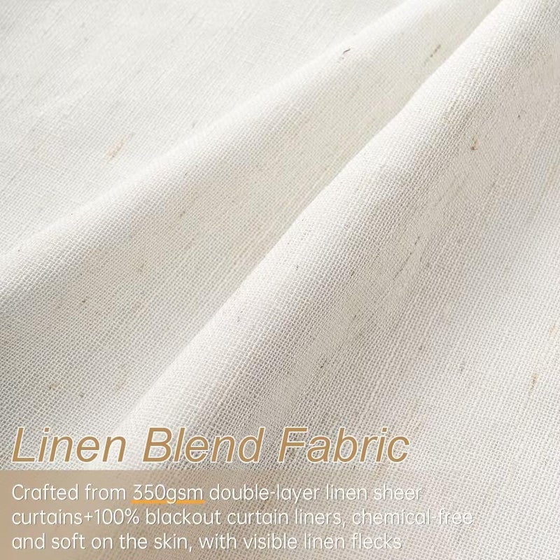 Topfinel Pinch Pleated Full Blackout Linen Curtains 84 Inch for Bedroom Living Room,Fall Natural Double Layer Linen Blended Room Darkening Pinch Pleat Drape with Hooks Rings 2 Panel 40" Wx84 L - Image 4