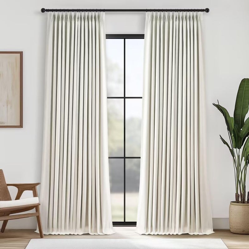 Topfinel Pinch Pleated Full Blackout Linen Curtains 84 Inch for Bedroom Living Room,Fall Natural Double Layer Linen Blended Room Darkening Pinch Pleat Drape with Hooks Rings 2 Panel 40" Wx84 L - Image 1