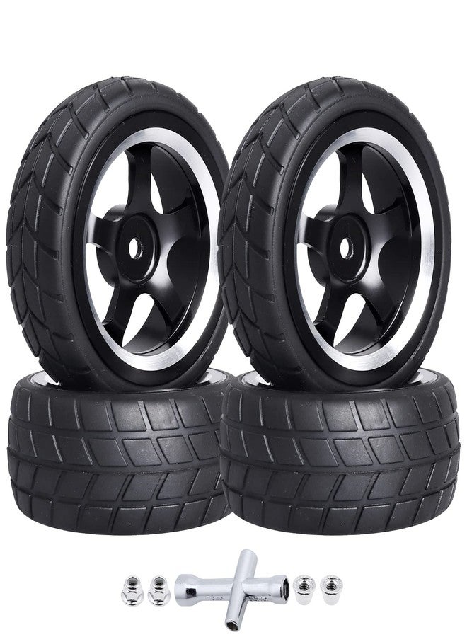 CrazyHobby Preglued On-Road Tires and Wheels Aluminum Wheel Rims 12mm Hex Hub for 1/10 Traxxas 4Tec HPI RS4 Tamiya TT01 TT02 HSP Redcat 2S 3S Brushless Drift Racing Touring Car (Color E) - Image 1