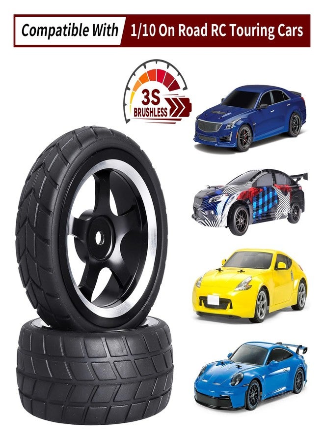 CrazyHobby Preglued On-Road Tires and Wheels Aluminum Wheel Rims 12mm Hex Hub for 1/10 Traxxas 4Tec HPI RS4 Tamiya TT01 TT02 HSP Redcat 2S 3S Brushless Drift Racing Touring Car (Color E) - Image 5