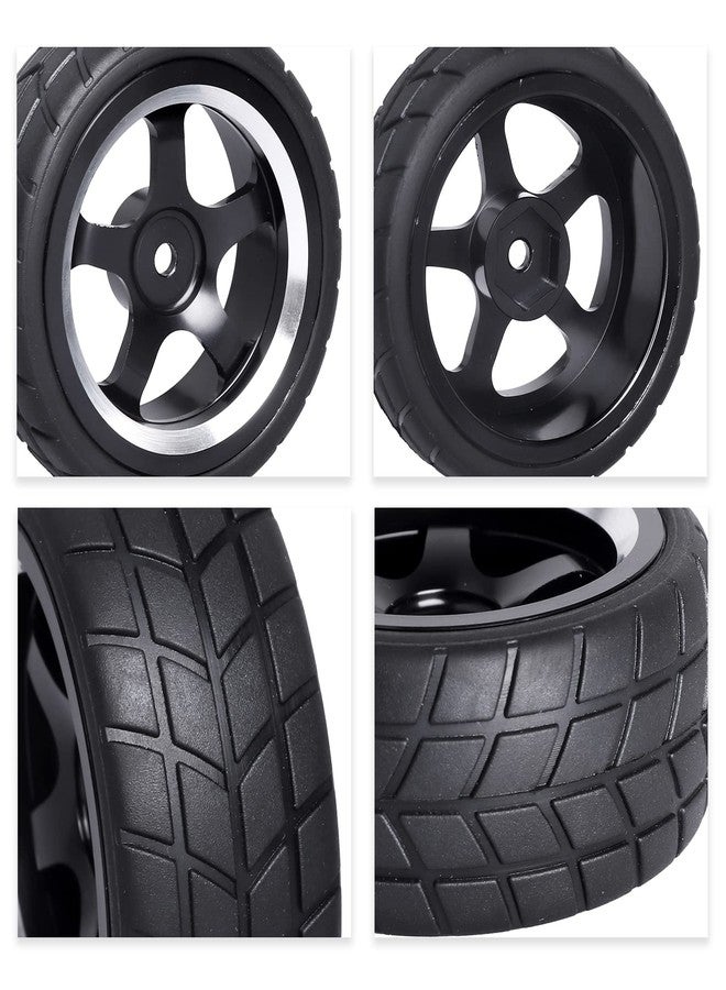 CrazyHobby Preglued On-Road Tires and Wheels Aluminum Wheel Rims 12mm Hex Hub for 1/10 Traxxas 4Tec HPI RS4 Tamiya TT01 TT02 HSP Redcat 2S 3S Brushless Drift Racing Touring Car (Color E) - Image 3