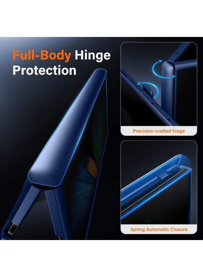 موبوسي غطاء مغناطيسي نحيف لهاتف سامسونج جالاكسي زد فولد 7 مع واقي شاشة للخصوصية، [متوافق مع MagSafe]، مزود بحامل مدمج وحماية كاملة للمفصل، غطاء حماية كامل للجهاز، باللون الأزرق - Image 5