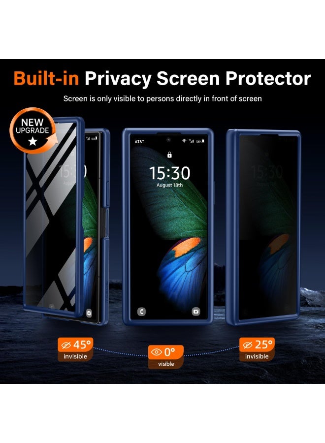 موبوسي غطاء مغناطيسي نحيف لهاتف سامسونج جالاكسي زد فولد 7 مع واقي شاشة للخصوصية، [متوافق مع MagSafe]، مزود بحامل مدمج وحماية كاملة للمفصل، غطاء حماية كامل للجهاز، باللون الأزرق - Image 3